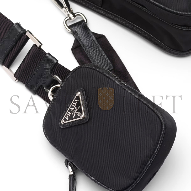Pra*a re-nylon and saffiano leather shoulder bag 2vd043 (19*14*5.5cm)